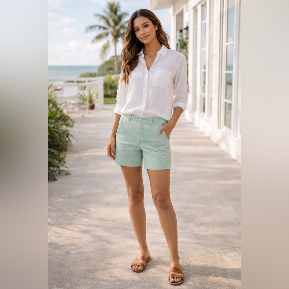 J.Crew Chino Shorts Light Blue Size 4 100% Cotton Classic Preppy Summer